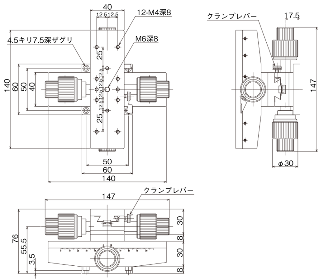 【安心の定価販売】 ファースト店中央精機 DT X Y Z軸ステージ 40×90 粗微動ハンドル LT-912S