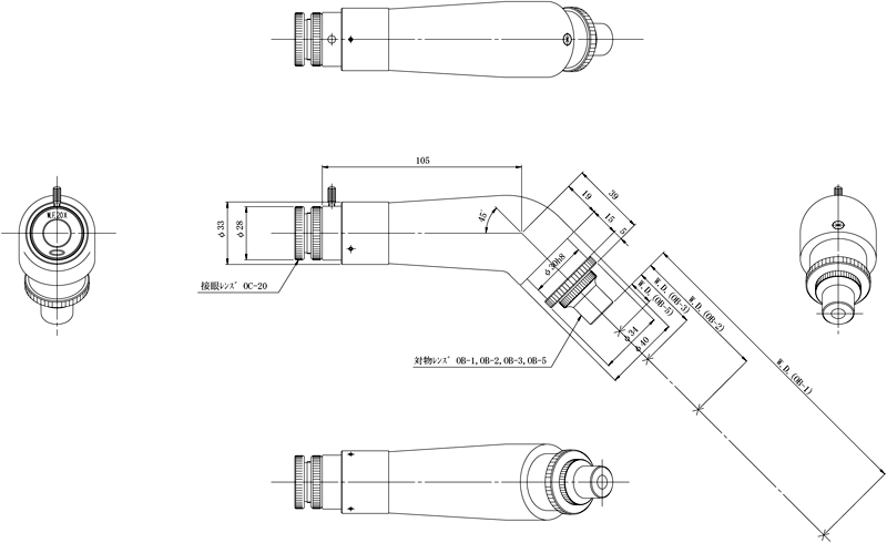 メーカー再生品 ファースト店中央精機 C型鏡筒 対物1接眼20スタンダード TS-C-1-20-1