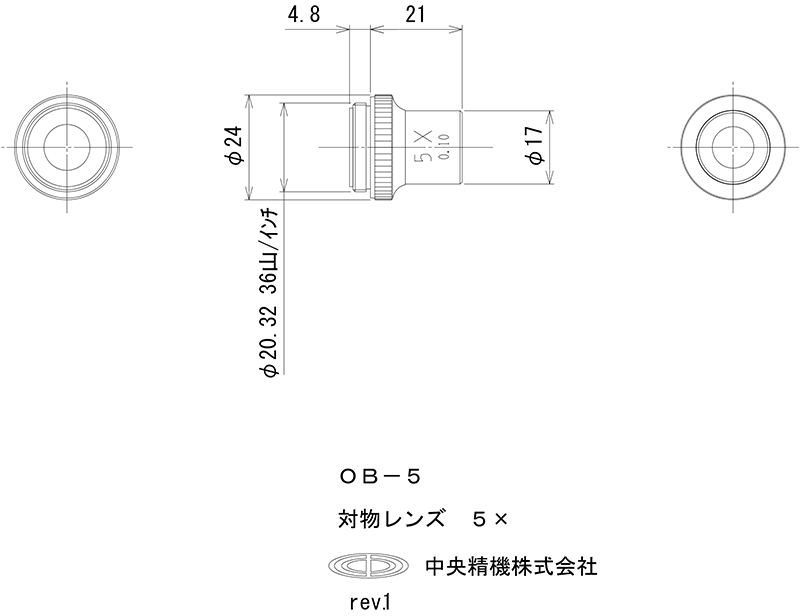 人気ブレゼント! 中央精機 I型鏡筒 対物L5接眼10サークル TS-I-L5-10-6