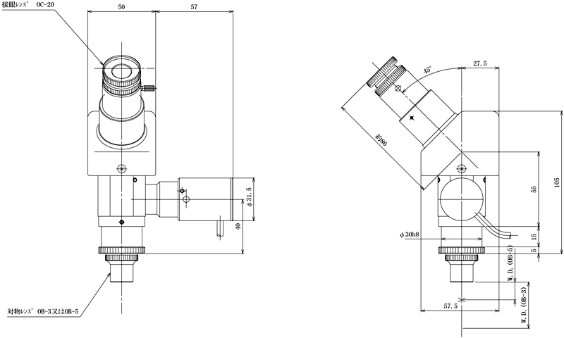 ヴィンテージ復刻 TS-L-3-20-2 L型鏡筒 対物3接眼20クロス 中央精機(CHUO) 】 中央精機 L型鏡筒 対物0.5接眼20クロス TS-L-05-20-2